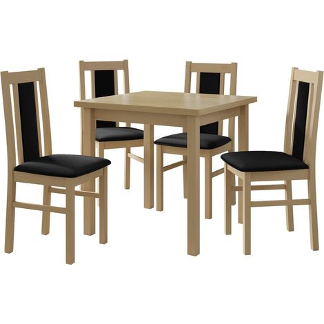 Conjunto de mesas y sillas para comedor Victorville 279, Roble Sonoma, 78x80x80cm, Diámetro: 0, Número de asientos: 4, Estilo: Contemporary
