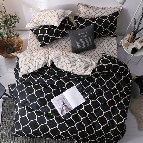 Housse de Couette 240x220 cm,Parure Housse Couette Imprimé en Microfibre avec 2 Taie d'oreiller 50x70cm,Style J1 (1/3)