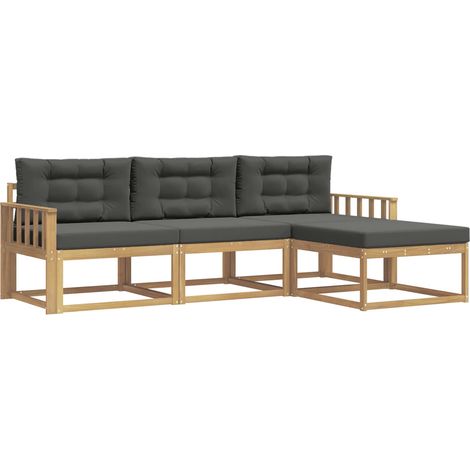 Outdoor Sofa Set 4 pcs White and Anthracite Polyester vidaXL (1/5)