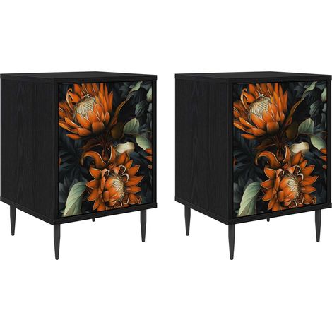 Maison Exclusive - Nachttisch LOCHEM 2 Stk. Schwarz Eichen-Optik (1/5)