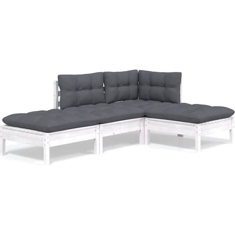 Maison Exclusive - Salon de jardin 4 pcs avec coussins bois de pin massif (1/5)