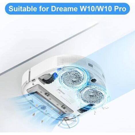 Lot de 2 Chiffons pour Dreame W10/W10 Pro de Rechange pour aspirateur Robot, Lavable Tampon de Vadrouille, pour Tous Types de Sols (1/4)