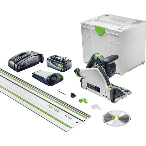 Scie plongeante sans fil Festool TSC 55 KSEB-Basic-FS 18 V 160 mm Brushless + 1 batterie 8,0 Ah + chargeur + rail de guidage + Systainer (1/5)