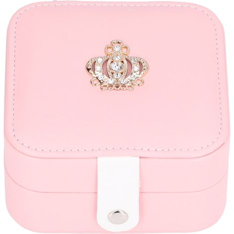 Boîte à bijoux portable avec compartiments - Étui de voyage pratique pour boucles d'oreilles et bagues - Style simple rose (1/5)