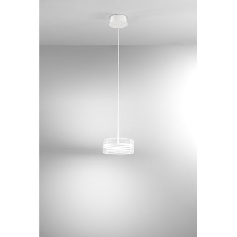 Suspension Led 14W En Métal Et Aluminium, Design Bi-Émission, Finition Blanc Mat, Dimmable, Diamètre 20 Cm - Perenz, Luminaire De Design Moderne (1/2)