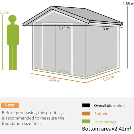 Abri de jardin/remise à outils Outsunny avec structure de base et portes coulissantes, acier résistant aux intempéries, marron, 213 x 130 x 185 cm (1/5)