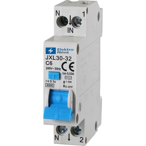 Interrupteur magnétothermique différentiel 1P+N 6A 4.5K 30mA - 1 modules DIN - 220V