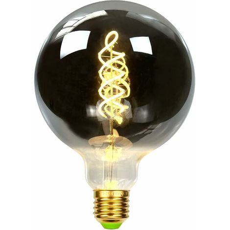 G125 Curved LED Filament Light Bulb Screw Base E27 220/240 V Dimmable, Glass, Smoke, E27 4.00 wattsW 230.00 voltsV [Energy Class G] (1/5)