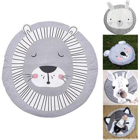 Tapis de jeu en coton avec de jolis animaux de dessin animé pour bébés et enfants (1/4)