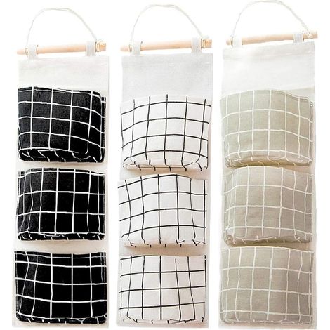 Lot de 3 Accrochant Organiseur systèmes de rangement Mural de Rangement Suspendu Sac avec 3 Poches Hängeaufbewahrung Hängeorganizer pour chambre d'enfant salle de Bains Chambre à coucher Porte du Bure (1/5)