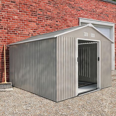 Abri de jardin coloris gris clair en acier 386 x 340 x 200 cm (1/5)