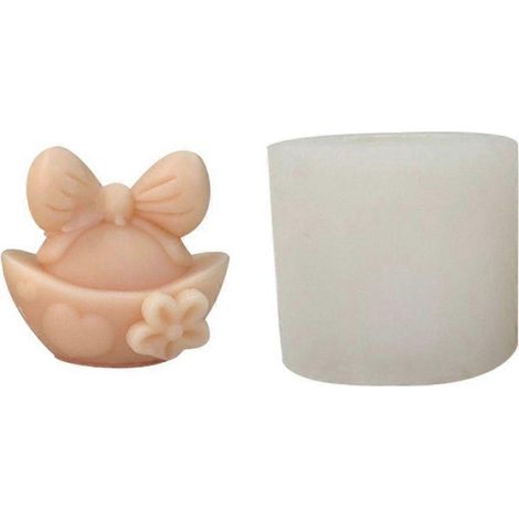 Moule à bougie en silicone avec nœud papillon en forme de cœur, moule à gâteau en chocolat en forme de lingot (1/4)