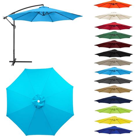 Auvent De Remplacement pour Parasol Toile De Parasol Déporté Remplacement pour Cour,Jardin,Plage, Protection UV 50+ (2.3m-8 Ribs,Bleu)