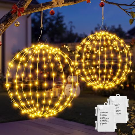 2 Boules Lumineuses Noël Extérieur, 2pcs 30 cm 140 LED Blanc Chaud (1/5)