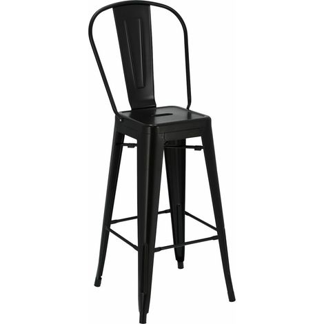 Tabouret de bar noir Paris 75, inspiré de Tolix (1/4)
