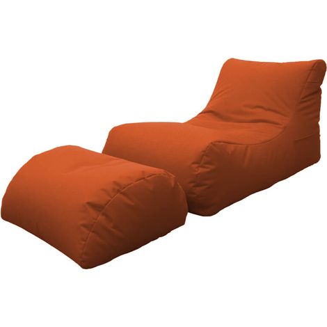 Poltrona Pouf Chaise Longue con Poggiapiedi in Poliestere Arancio Avalli