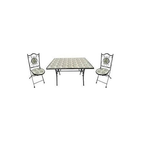 C SET TAVOLO RETTANG MOSAICO C/2 SEDIE MONTECARLO