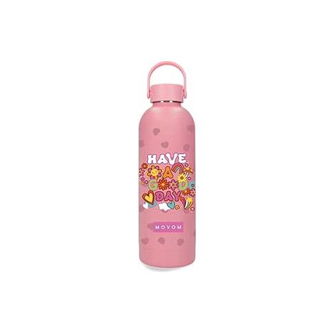 Botella Termica de Acero Inoxidable Rosa Movom Good Day 7,4x23,5x7,4 cms