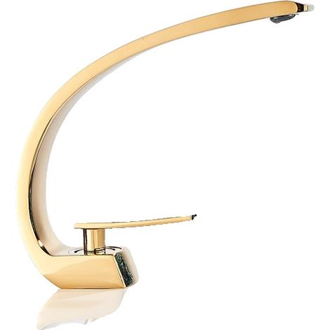 Robinet de lavabo, monté sur le plan de travail, type de vanne en laiton, Or (1/2)