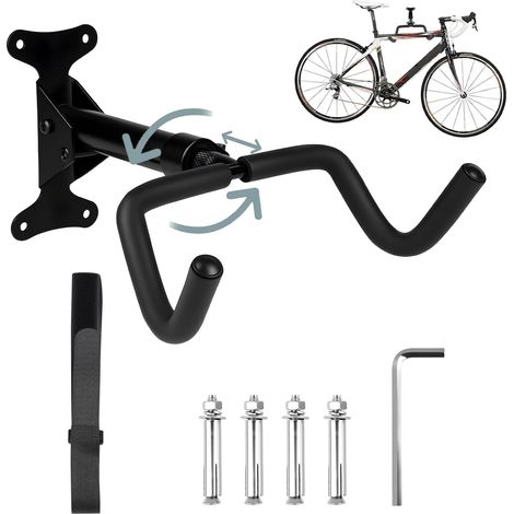 Support Vélo Mural Rotatif à 360°, Extensible et Pliable, Protection Mousse EVA pour Vélos de Course et Électriques