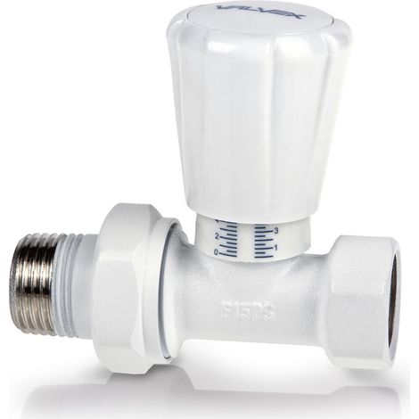 Valvola per radiatore dritta Activ Plus da 1/2 pollice, colore bianco.