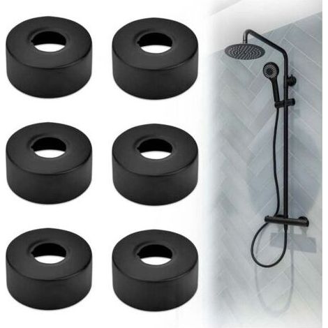6 Pièces Mitigeur Douche, Cache Tuyau Plomberie Robinet en Acier Inoxydable rosace radiateur pour Robinets Tuyau de Douche Radiateur 25 MM(Noir) (1/5)