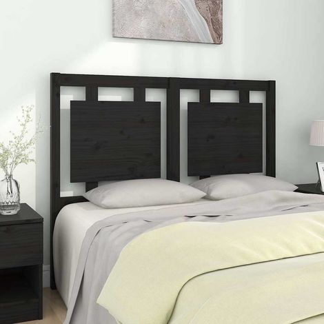 vidaXL Cabecero de cama madera maciza de pino negro 125,5x4x100 cm (1/5)