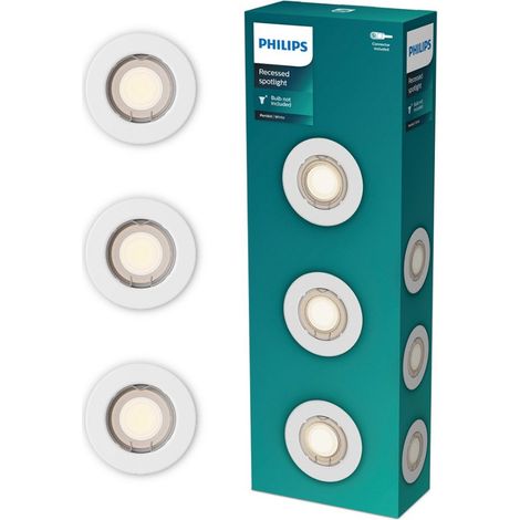 Aro empotrable redondo de metal, modelo peridot, fijo, gu10, blanco, ø8,3 cm, 3 uds