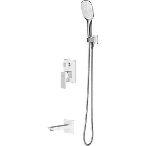 OMNIRES Parma - Mitigeur de baignoire encastré, montage 3 trous, avec corps d'encastrement, avec accessoires, chrome/blanc SYSPMW01CRB (1/2)