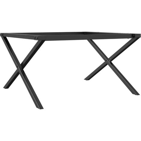 Pieds de table basse cadre en X 80 x 70 x 43 cm installation facile style industriel en acier noir (1/5)