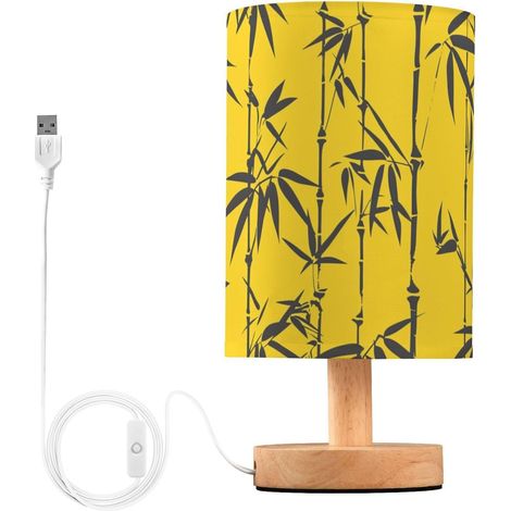 Bambou Lampe de table LED Jaune chevet pour bibliothèque Lampes (1/5)