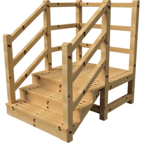 MILANO Außentreppe 3 geschlossene Stufen H54 cm - Podest L116 x B120 cm - Treppengeländer links und rechts - Podestgeländer links und hinten
