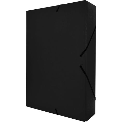 Chemise Cartonnée A4, Taille 34 x 24 cm, Épaisseur 7 cm, Pochette de Rangement pour Papiers Administratifs à Fermetures Élastiques, Boîte pour Archives (Dos de 7 cm, Noir) (1/5)
