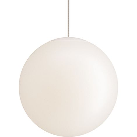 Sferis Lampada a sospensione Sfera in vetro opale satinato, montatura in policarbonato trasparente, diametro 40 cm, altezza totale 325 cm, 230V