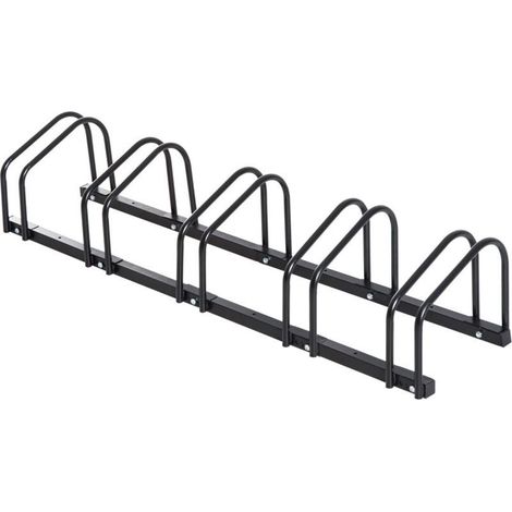 Râtelier porte-vélos pour 5 vélos, acier noir, pneu 65 mm, dimensions 145L x 33l x 27H cm, rangement vélo (1/5)