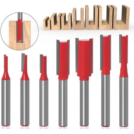 YMYNY Fraise Droite Defonceuse, 7pcs Fraises à Défoncer Carbure De Tungstène Mèches De Routeur à Queue De 6 Mm Fraise De Fraisage Multifonction Outil De Travail Du Bois Pour Le Travail Du Bois (1/4)