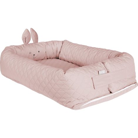 roba Riduttore per Lettino roba Style, con Faccia Coniglio, Lettino da Viaggio, per Fasciatoio, da 0 a 6 Mesi, Paracolpi, Jersey di Cotone, Regalo Nascita, Compleanno, Natale, Rosa (1/5)