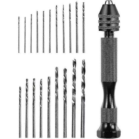 Étau de précision, perceuse à main avec forets hélicoïdaux, 20 pièces, étau à tête rotative (1/5)