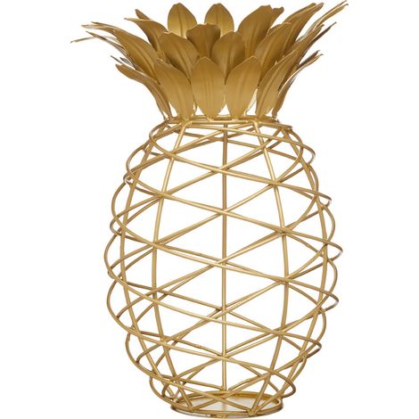 BarCraft Vase en métal en forme d'ananas pour bouchons de, 20 x 28 cm - Doré