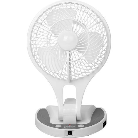 TRADE SHOP - Ventilatore Portatile Ricaricabile 8w 2 Velocità Con Luce Led Parete Scrivania Campeggio -