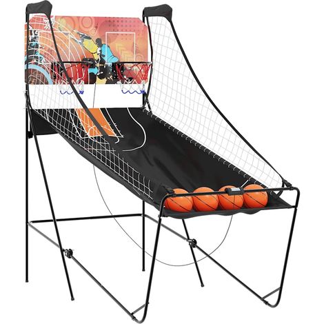 Jeu d'Arcade de Basket Pliable 2 Joueurs Panier Électronique en Fer Noir 4 Balles (1/5)