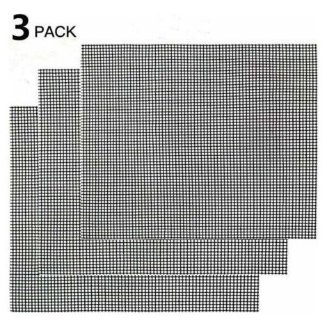 PA Grille de barbecue,Grille Barbecue Tapis de Cuisson Antiadhésif 3 Pièces - Feuille de Cuisson Réutilisable Résistante à la Chaleur de Gril, pour Le Barbecue D'intérieur et Extérieur (Noir, (1/4)