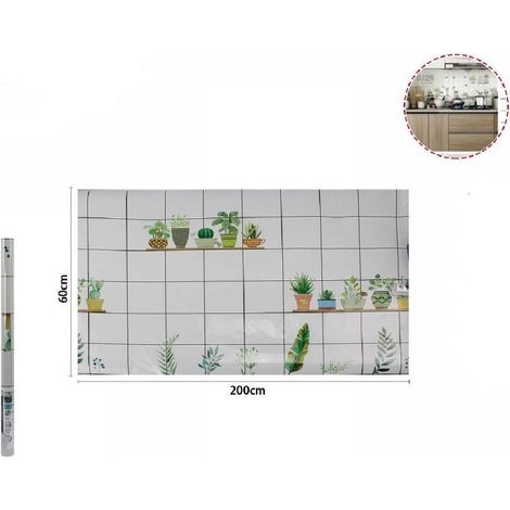 Trade Shop - ADESIVO ROTOLO FÜR MURE EFFETTO PARETE MIT PIANTINE PAPER 60CMX2MT 70864 -