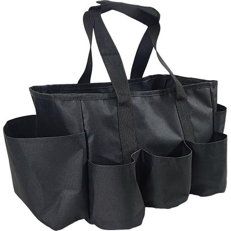 Sac fourre tout en tissu Oxford pour outils de jardinage avec poignée et sangle, panier de rangement robuste 600D pour le nettoyage, sac de rangement portable robuste avec plusieurs poches