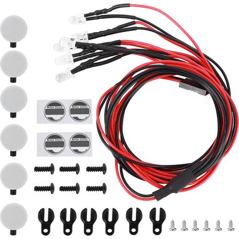 6LED Lumière de Toit Porte-Bagages Ronde Abat-jour Compatible Traxxas Trx4/SCX10 II 90046 90047 Voiture RC 1/10 (1/5)