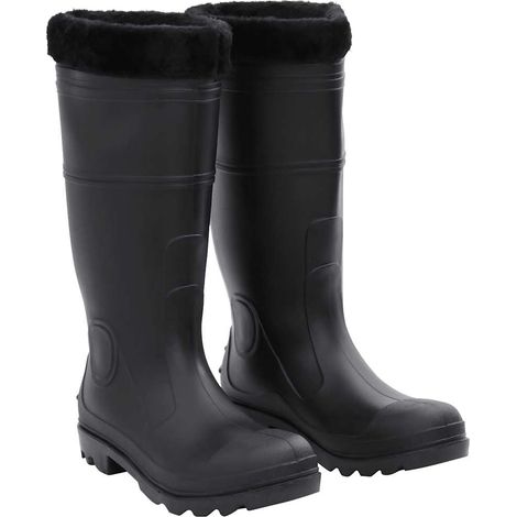 Bottes en caoutchouc avec doublure amovible, noires, pointure 43, PVC