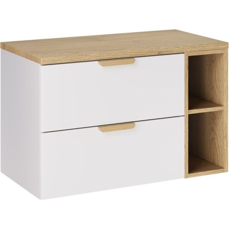 Hängendes Badezimmer-Set OSTER 80cm: Unterschränke mit Schubladen und sichtbaren Nischen + Platte für Waschbecken