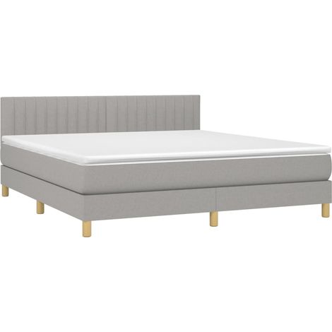vidaXL Sommier à lattes de lit avec matelas Gris clair 180x200cm Tissu (1/5)