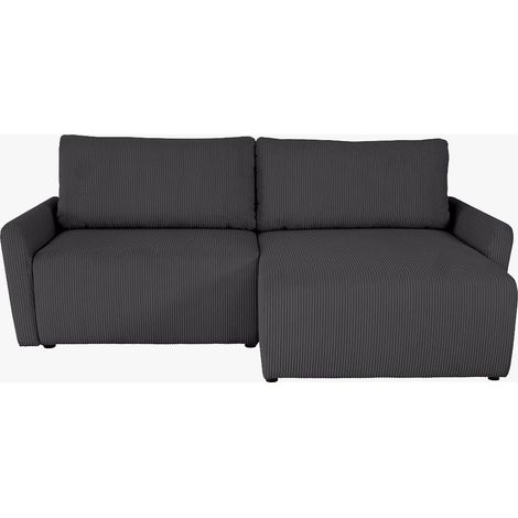 LANA Canapé d'angle convertible et réversible avec coffre en tissu gris foncé (1/5)