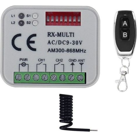 RéCepteur de Commutateur de TéLéCommande 300 868MHz RéCepteur Universel AC/DC 9 30V pour Interrupteur de Garage de Commande de (1/4)
